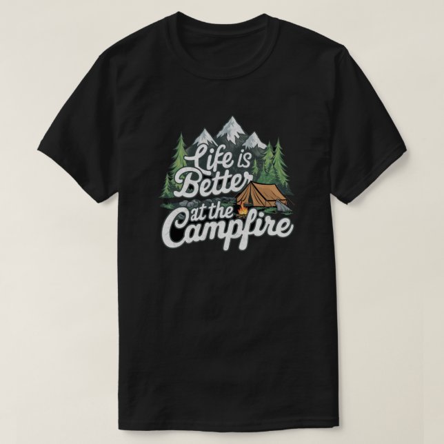 Camiseta La Vida Es Mejor En La Fogata (Diseño del anverso)