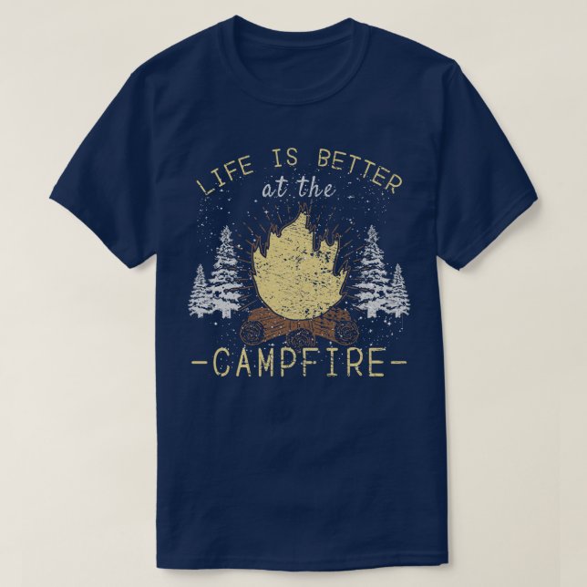 Camiseta La Vida Es Mejor En La Fogata (Diseño del anverso)
