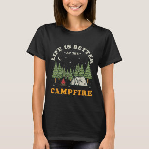 Camiseta La vida es mejor en la fogata divertido campista c