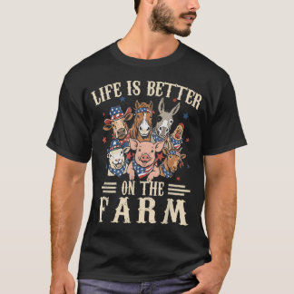 Camiseta La Vida Es Mejor En La Granja 4 De Julio Patriótic