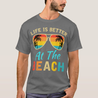 Camiseta La vida es mejor en la playa Retro Palmeras Verano