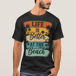 Camiseta La Vida Es Mejor En La Playa Retro Verano