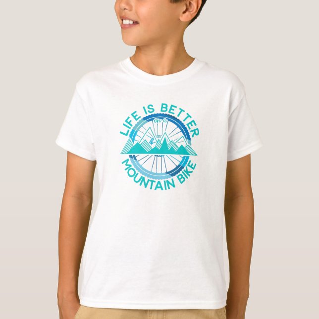 Camiseta la vida es mejor en una bicicleta de montaña (Anverso)