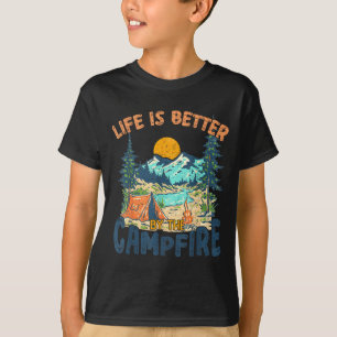 Camiseta La vida es mejor junto a la fogata de camping vint