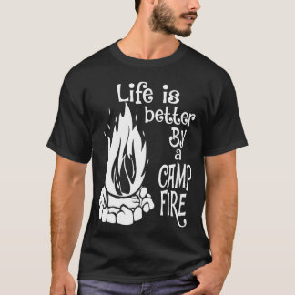 Camiseta La vida es mejor junto a una fogata muchacho