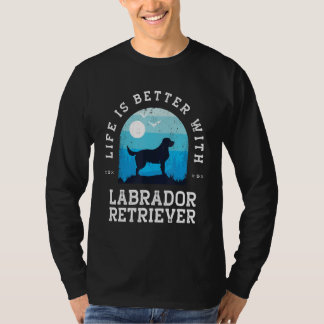 Camiseta La vida es mejor Labrador Retriever Azul Vintage P