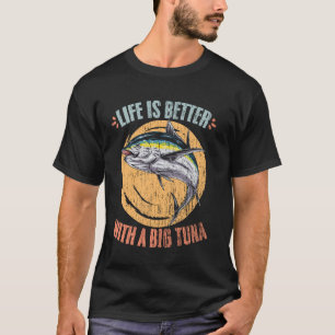 Camiseta La vida es mejor retro pesca de atún Un cazador de