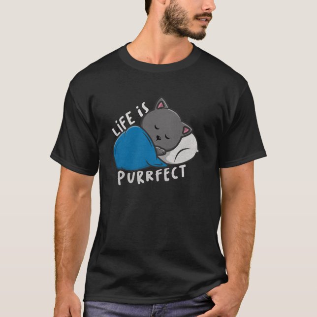 Camiseta La vida es perfecta - Gato durmiente (Anverso)