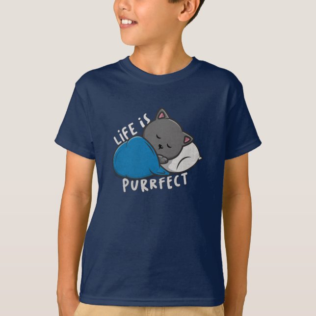 Camiseta La vida es perfecta - Gato durmiente (Anverso)