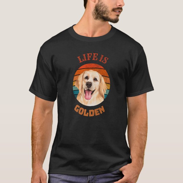 Camiseta La vida es perro retro de Golden Retriever (Anverso)