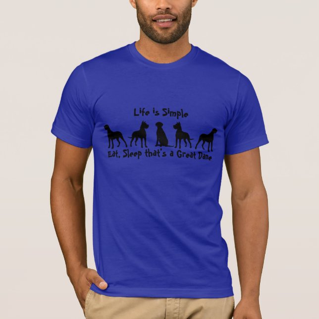 Camiseta La vida es simple, come, duerme mucho danés, Masco (Anverso)