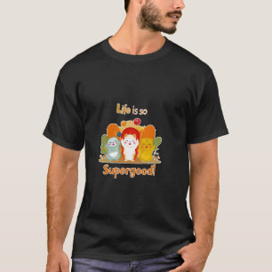 Camiseta La vida es tan supergenial 3 gatos lindos aman cel