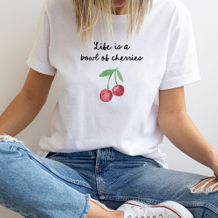 Camiseta La vida es un bol de cerezas   Guión retro de cort