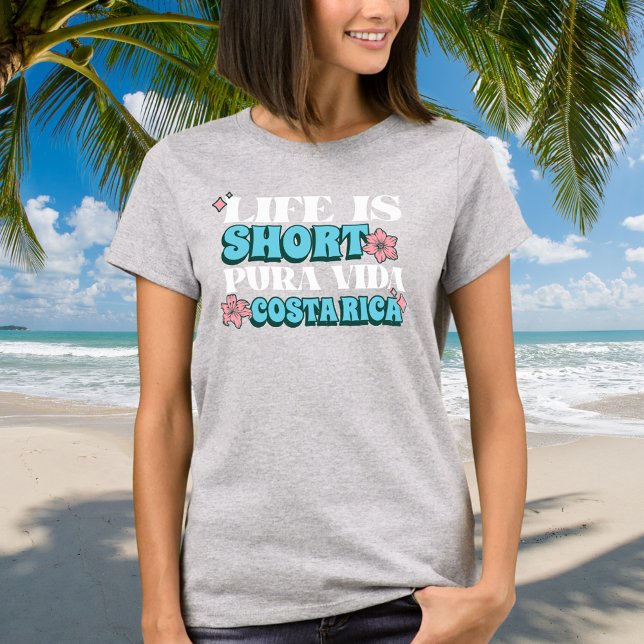 Camiseta La vida es un breve recuerdo de Pura Vida Costa Ri (Life is Short Pura Vida Costa Rica Souvenir T-Shirt)