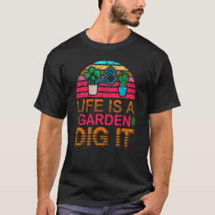 Camiseta La vida es un jardín, cave Distressed puesta de so
