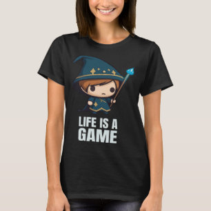 Camiseta La Vida Es Un Juego Cute RPG Chibi Wizard Geek Gam