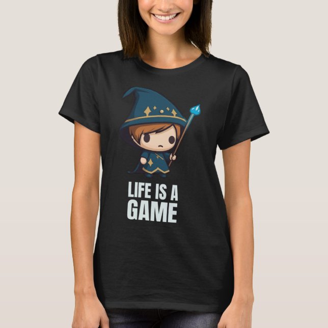 Camiseta La Vida Es Un Juego Cute RPG Chibi Wizard Geek Gam (Anverso)