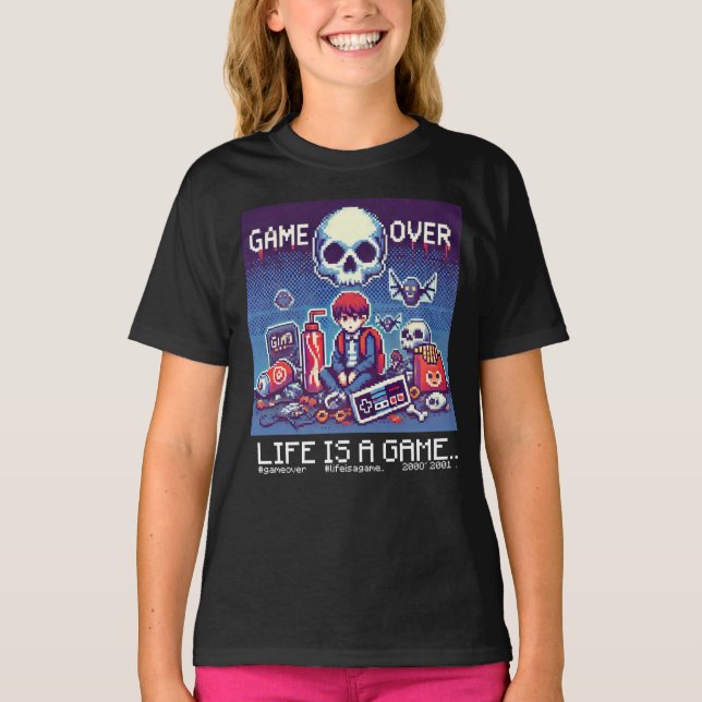 Camiseta La vida es un juego...: Fin del juego (chica de ni (Anverso)