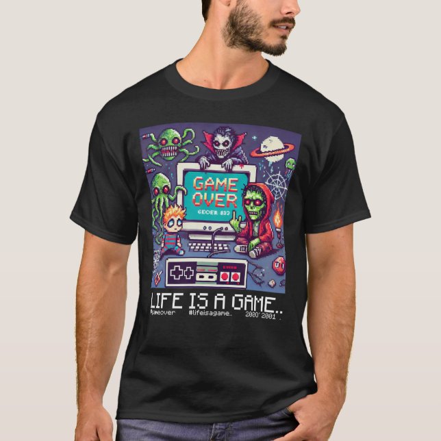 Camiseta La vida es un juego...: Fin del juego (consola de  (Anverso)