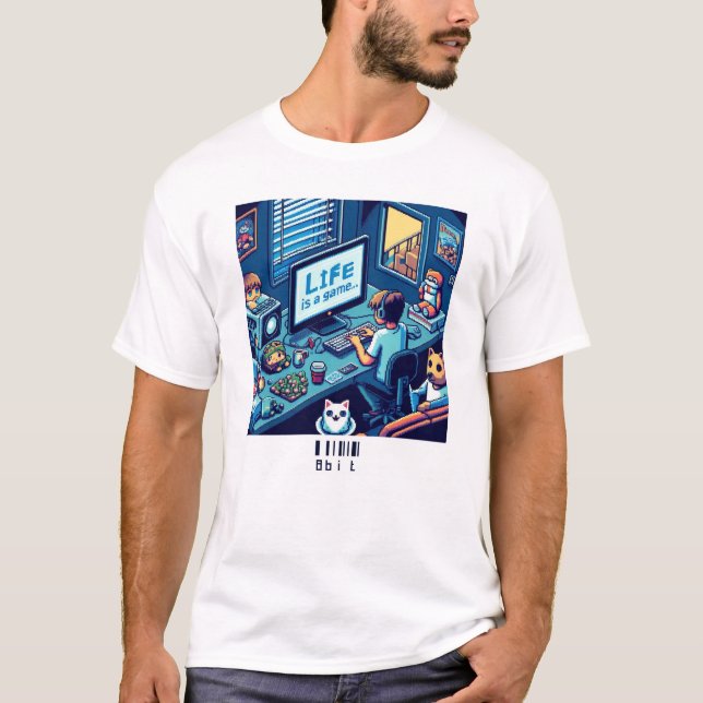 Camiseta La Vida Es Un Juego. #Part2 (8 bits) (camiseta de  (Anverso)