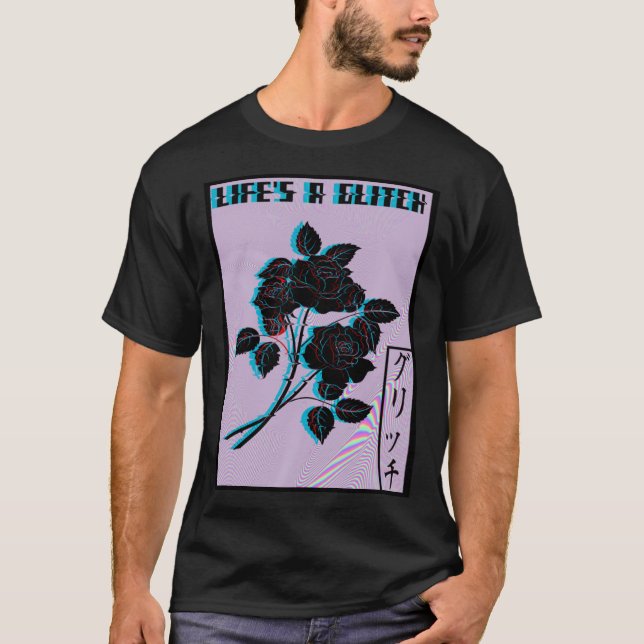 Camiseta La vida es un Rosa triste estético de vaporwave br (Anverso)