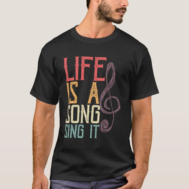 Camiseta La Vida Es Una Canción Que Canta, Treble Clef Nota (Anverso)
