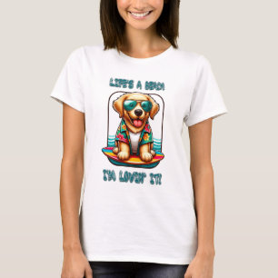 Camiseta La Vida es una Playa Me Encanta Perro Surfista