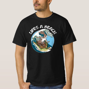 Camiseta La vida es una playa - Surf de conejo y tortuga