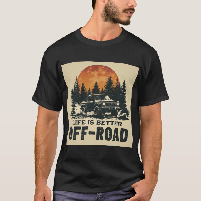 Camiseta La Vida Está Mejor Fuera De Carretera - Aventura (Anverso)