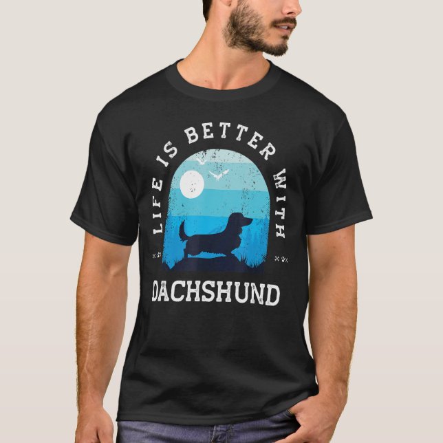 Camiseta La vida mejor perro azul haitiano de Dachshund (Anverso)