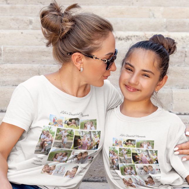 Camiseta La vida momentos hermosos 11 Collage de fotos negr (Sizes for all the family! Easily add your photos and quotes.)