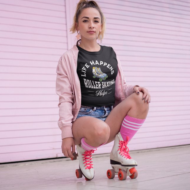 Camiseta La vida pasa con ayuda para patinar sobre rodillos (Life Happens Roller Skating Shirts for Men and Women)