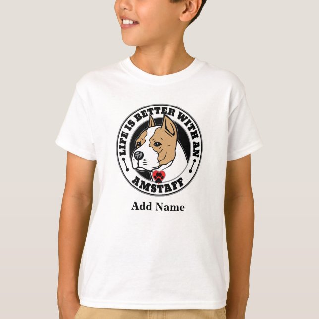 Camiseta La Vida Personalizada De Amstaff Es Mejor Con Un P (Anverso)