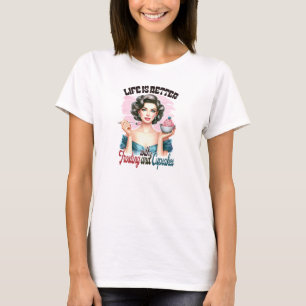 Camiseta La vida retro es mejor con heladas y pastelitos