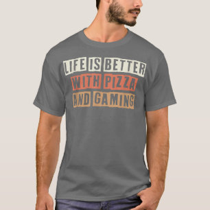 Camiseta La Vida Retro Es Mejor Con La Pizza Y Los Juegos 