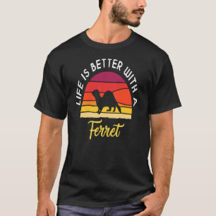 Camiseta La Vida Retro Vintage Es Mejor Con Un Ferret