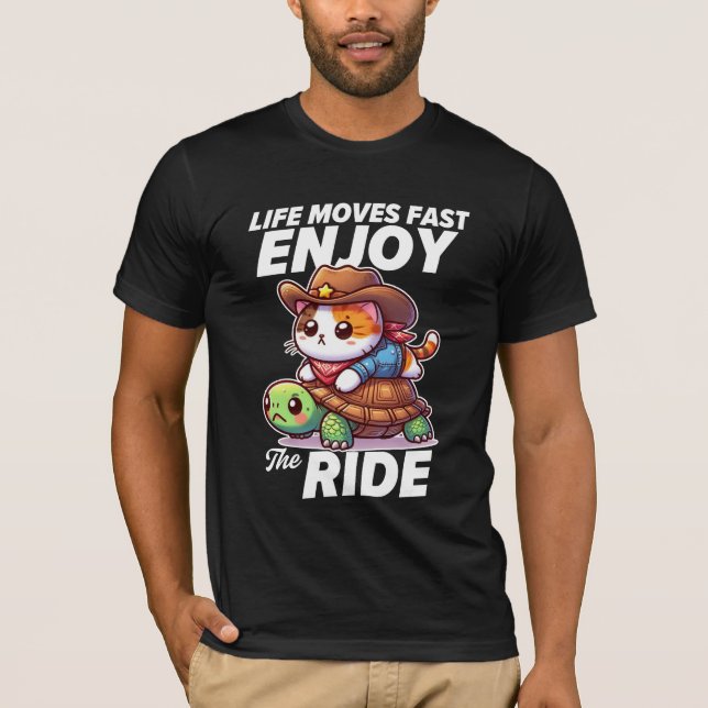 Camiseta La Vida Se Mueve Rápidamente Disfrutando El Gato Y (Anverso)