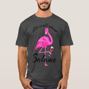 Camiseta La vida se trata de Balance Cute Flamingo Rosa W R
