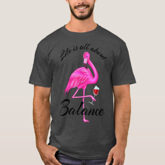 Camiseta La vida se trata de Balance Cute Flamingo Rosa W R