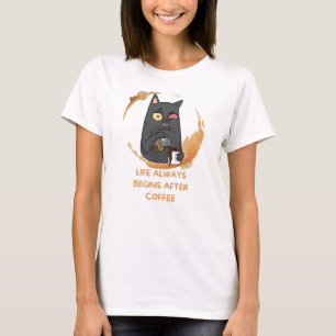 Camiseta la vida siempre comienza después del café