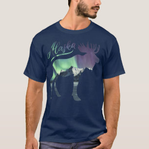 Camiseta La vida silvestre de Alaska, Moose Aurora Borealis