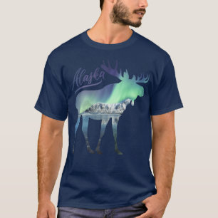 Camiseta La vida silvestre de Alaska, Moose Aurora Borealis