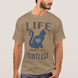 Camiseta La vida sin gato es inútil Cat Sleep azul marino