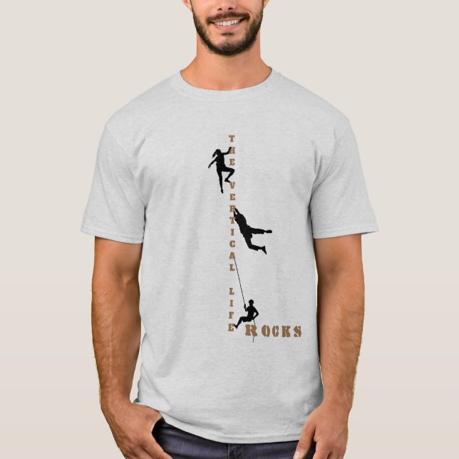 Camiseta La vida vertical - Diseño de escalada rocosa (Anverso)