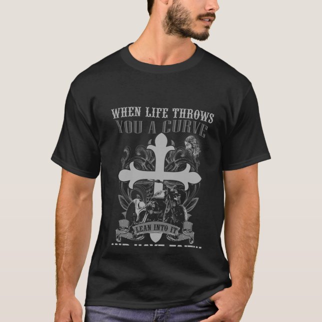 Camiseta La vida y la fe de la motocicleta cristiana ciclis (Anverso)