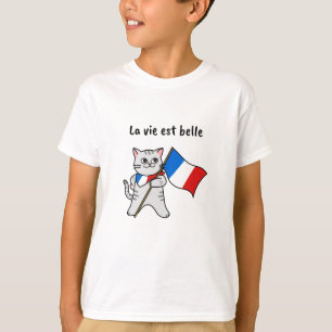 Camiseta La vie est belle cat francés