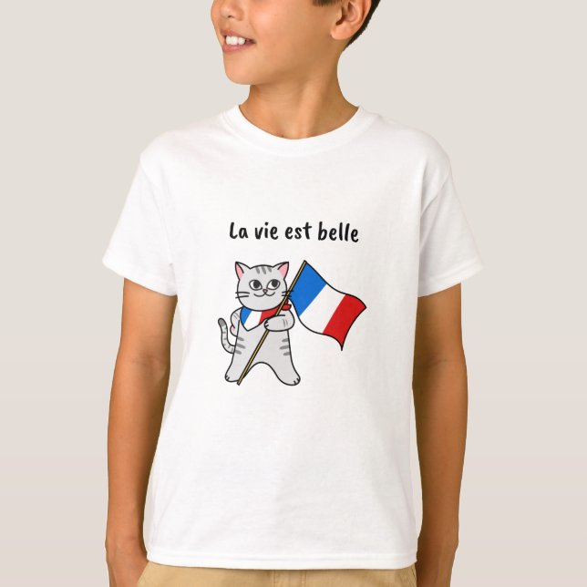 Camiseta La vie est belle cat francés (Anverso)