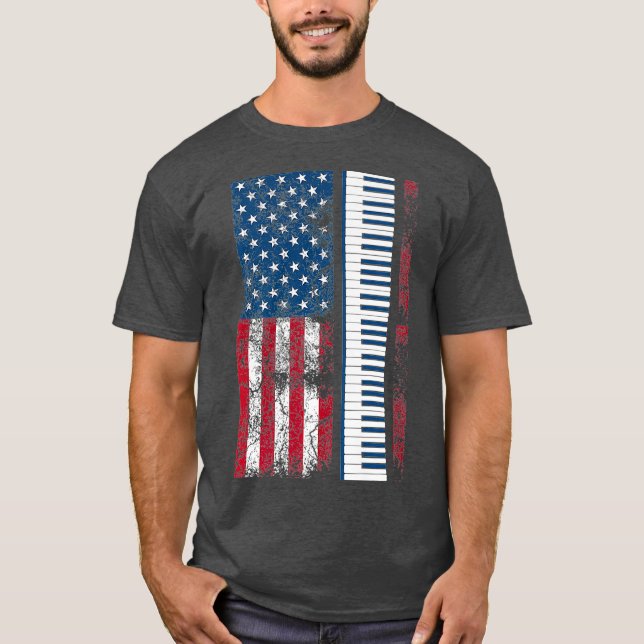 Camiseta La vieja bandera de los Estados Unidos Piano Cute  (Anverso)