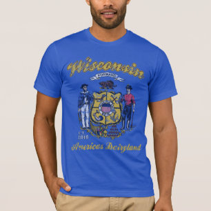 Camiseta La vieja bandera de Wisconsin de Estados Unidos