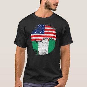 Camiseta La vieja bandera nigeriana-estadounidense remonta 